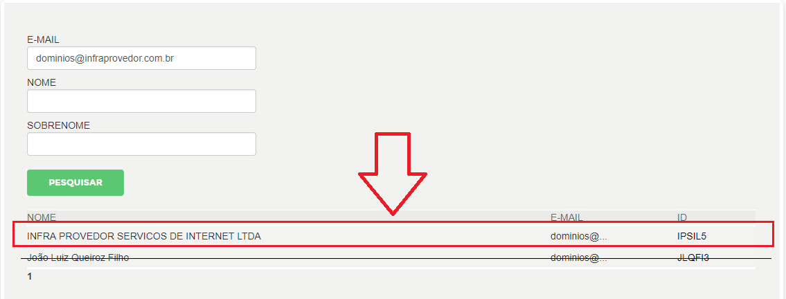 Contato Titular Resultado